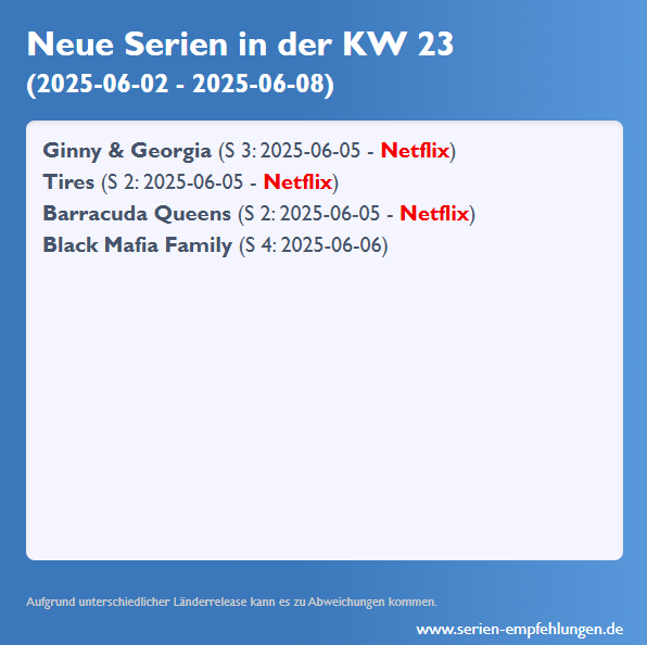 Neue Serien 2025 KW 23